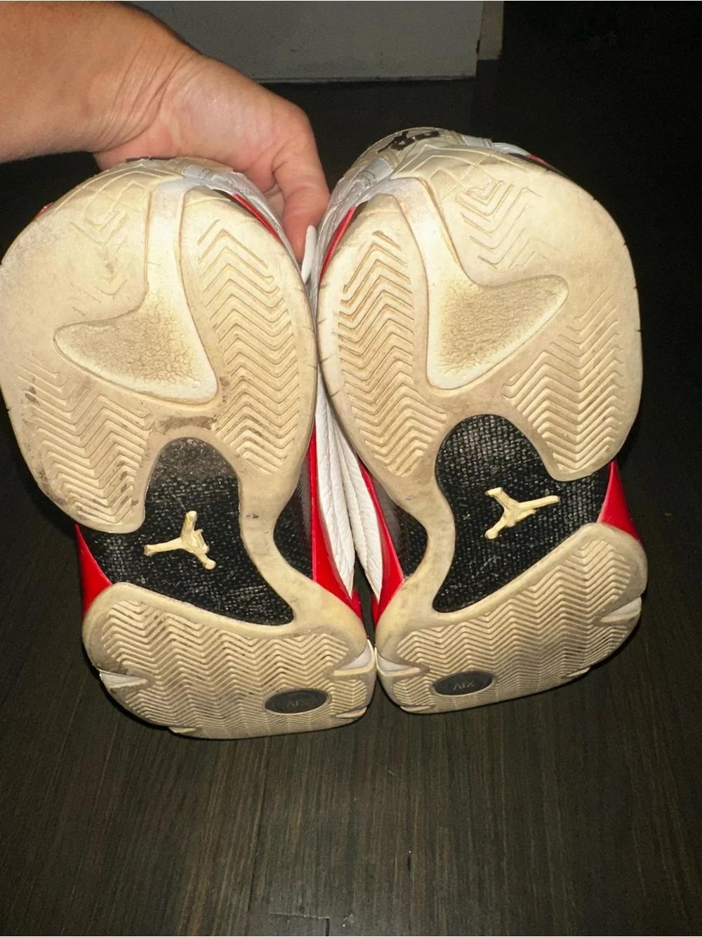 Air Jordan CANDY CANE 14 White and Red Retro Basketball Shoes Size 10.5